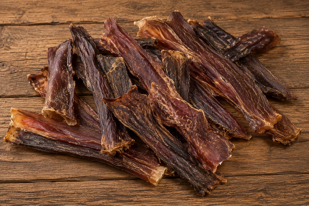 Pets Elite Chewy Treat, on a wooden surface