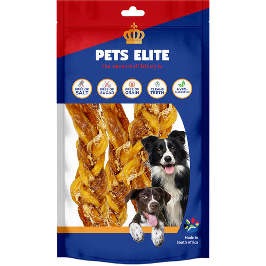 Pets Elite Beef Plait bulk pack - beef neck sinew dog chew from Snout & Swagger