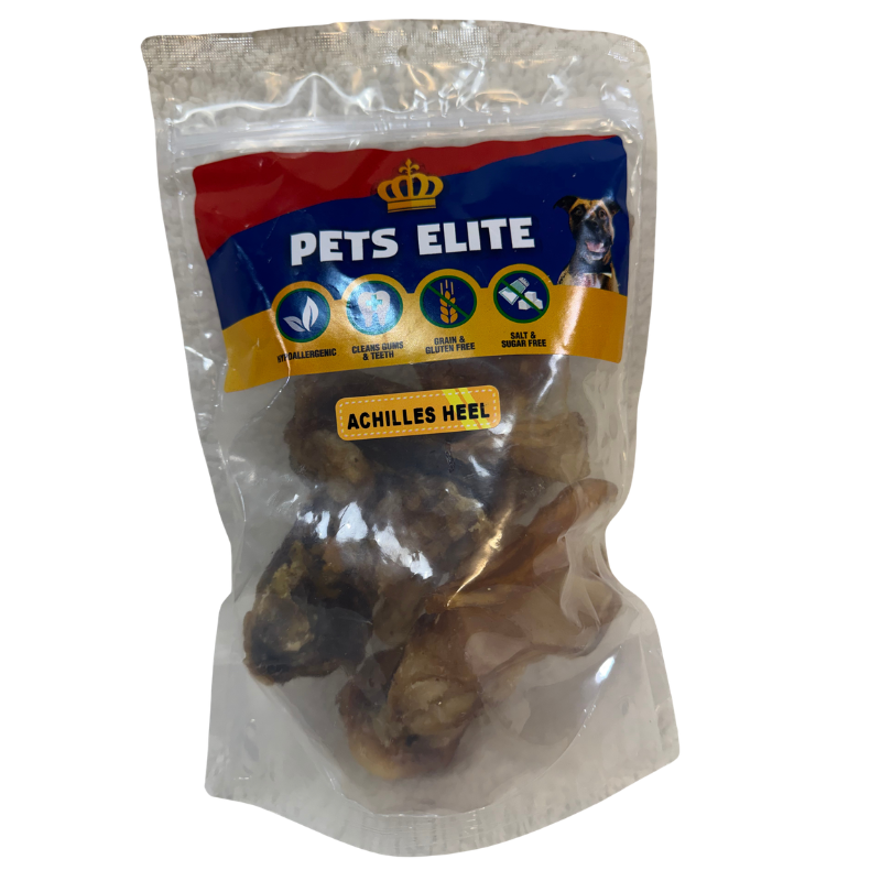 Pets Elite Achilles Heel, front of pack (view 3 of 3) — natural beef achilles tendon dog chew from Snout & Swagger