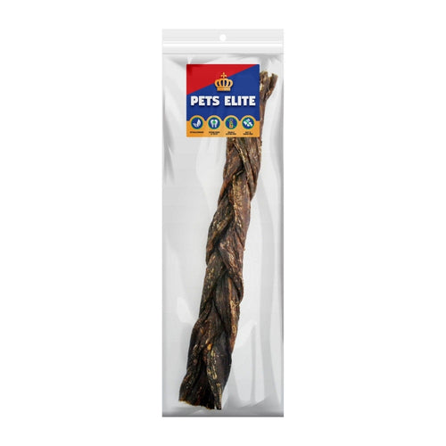 Pets Elite Beef Biltong Twists, front of pack (view 1 of 8) — air-dried beef biltong twist dog chew from Snout & Swagger