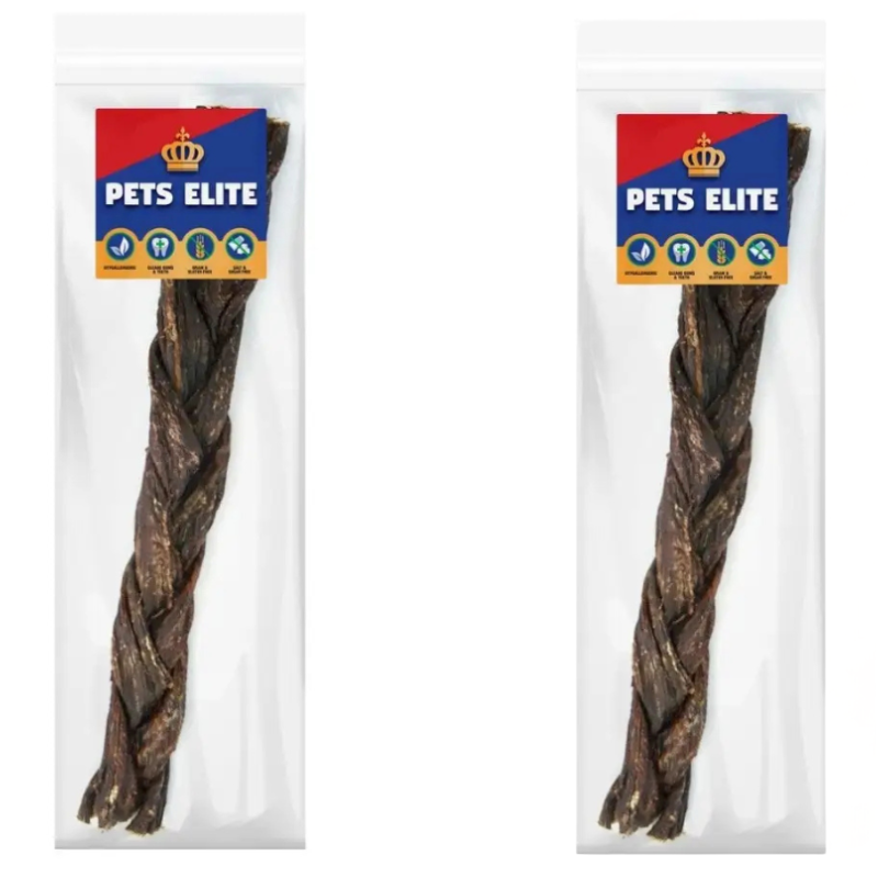 Pets Elite Beef Biltong Twists, front of pack (view 7 of 8) — air-dried beef biltong twist dog chew from Snout & Swagger