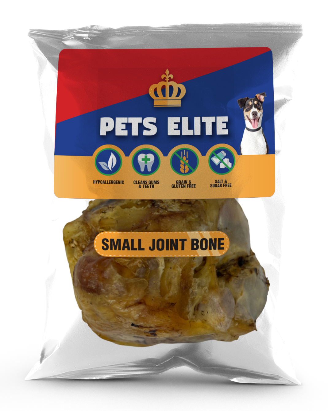 Pets Elite Beef Joint Bone, front of pack — natural beef joint bone dog chew from Snout & Swagger