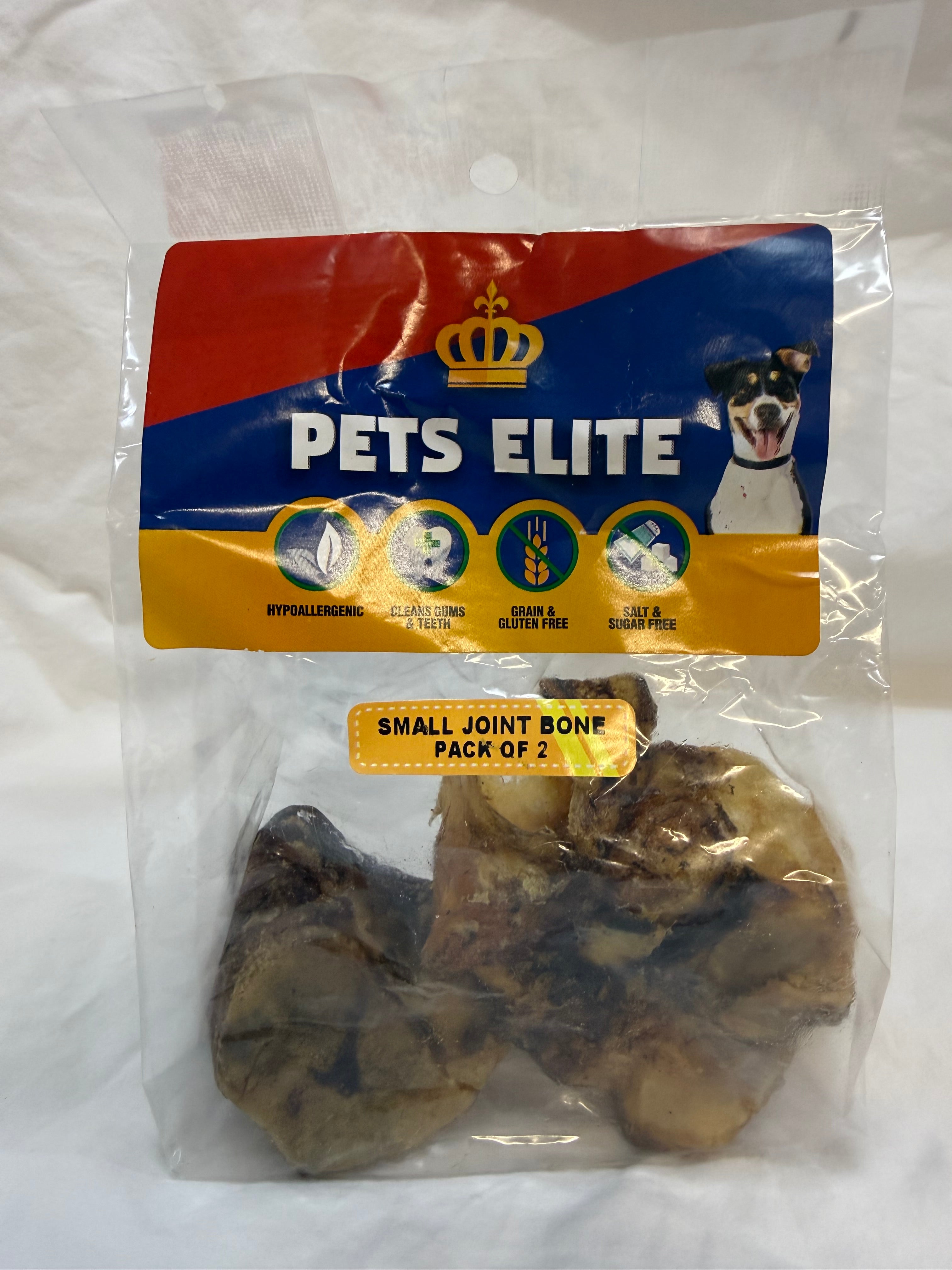 Pets Elite Beef Joint Bone Pack of 2, pack photographed in hand (view 1 of 2) — natural beef joint bone dog chew from Snout & Swagger