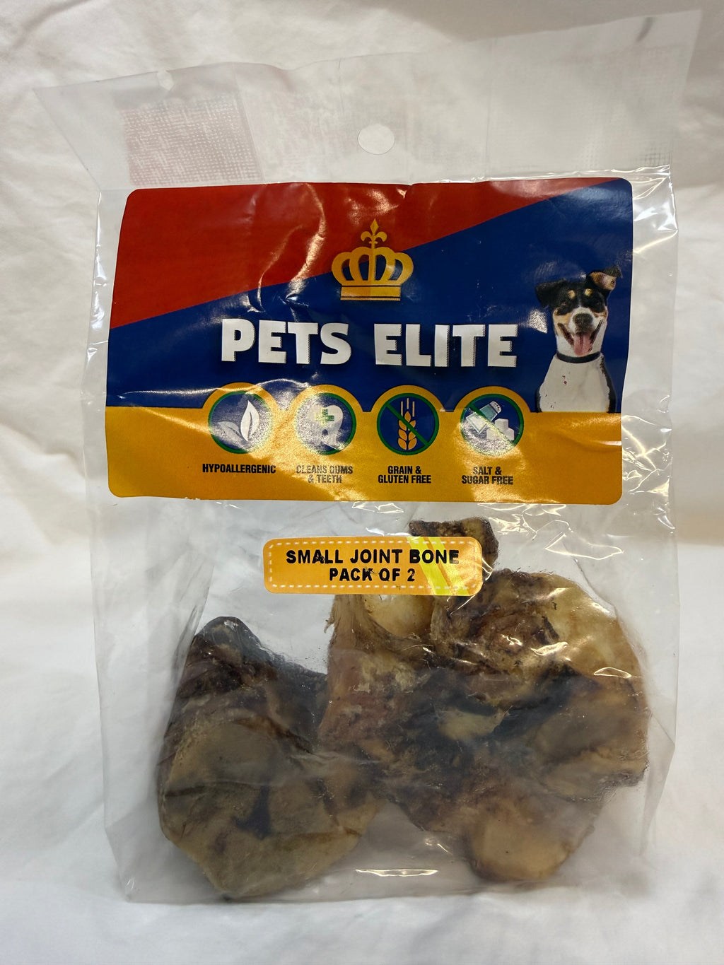 Pets Elite Beef Joint Bone Pack of 2, pack photographed in hand (view 2 of 2) — natural beef joint bone dog chew from Snout & Swagger
