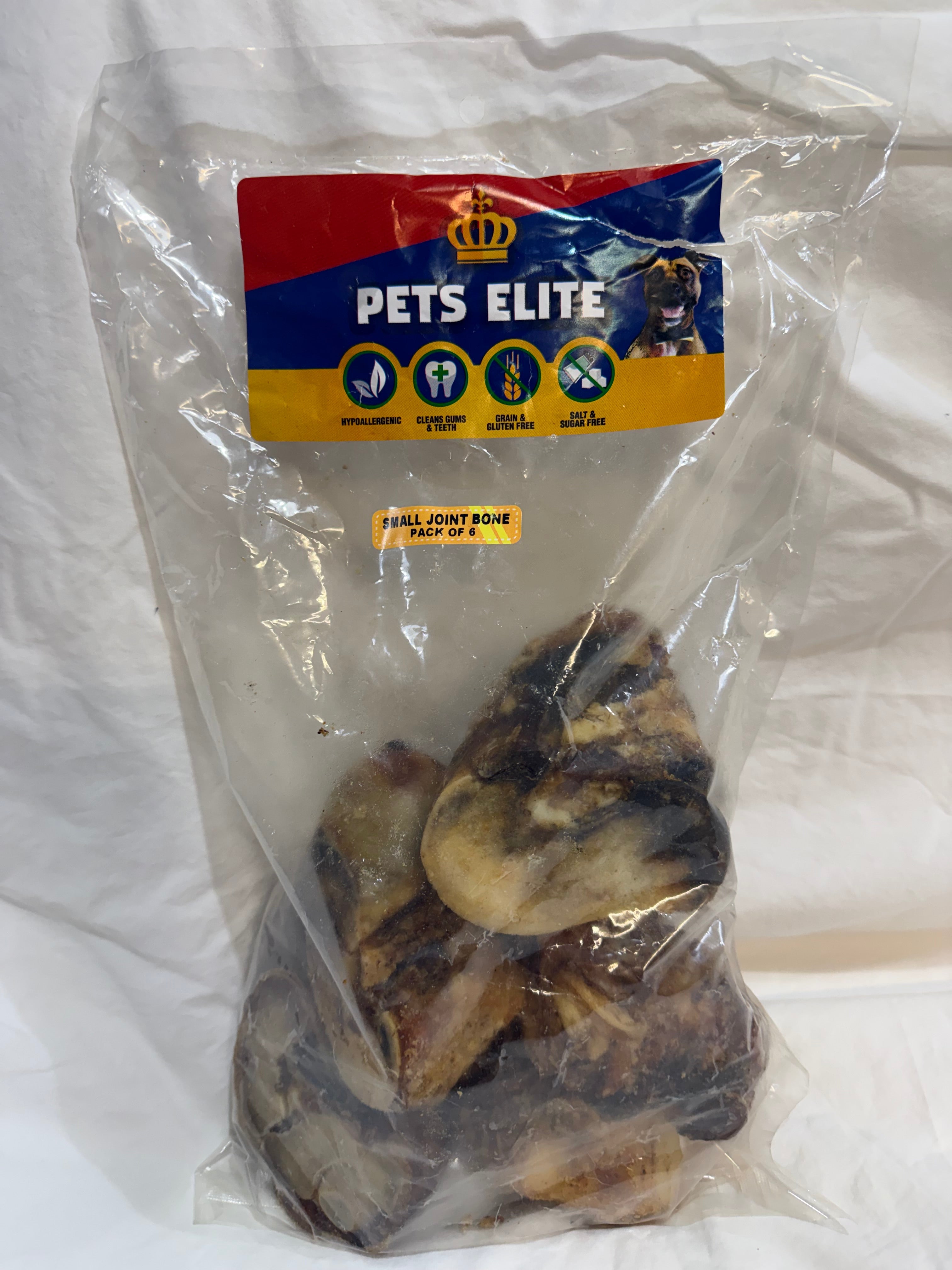 Pets Elite Beef Joint Bone Pack of 6, pack photographed in hand (view 3 of 3) — natural beef joint bone dog chew from Snout & Swagger