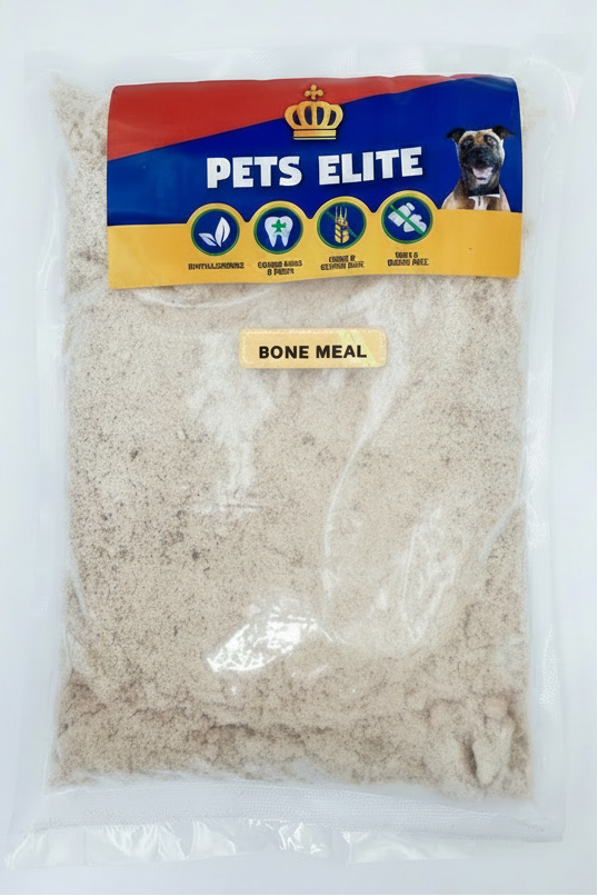 Pets Elite Bone Meal 1 kg, front of pack — beef bone meal supplement for dogs from Snout & Swagger