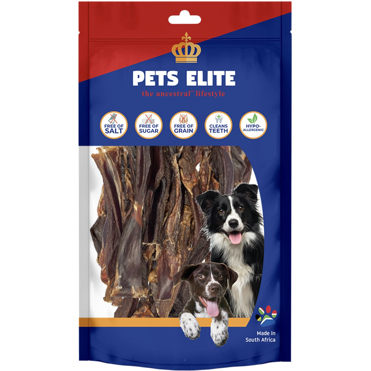 Pets Elite Chewy Treat, front of pack — natural beef muscle chew for dogs from Snout & Swagger