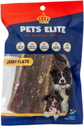 Pets Elite Jerky Flats 120g Bulk, front of pack — natural beef jerky flat dog chew from Snout & Swagger