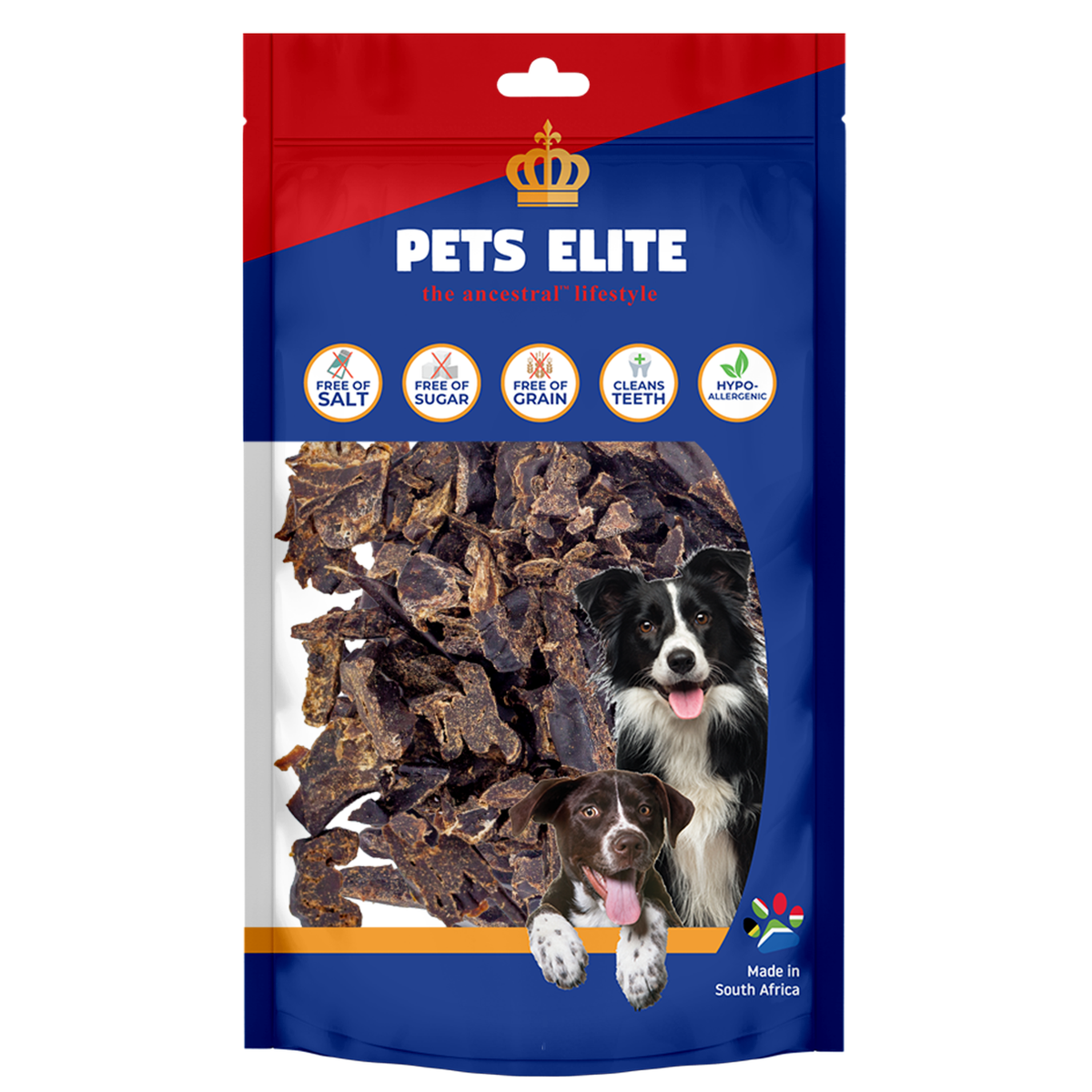 Pets Elite Liver Biltong Bite Size, front of pack (view 2 of 2) — bite size liver biltong dog treat from Snout & Swagger