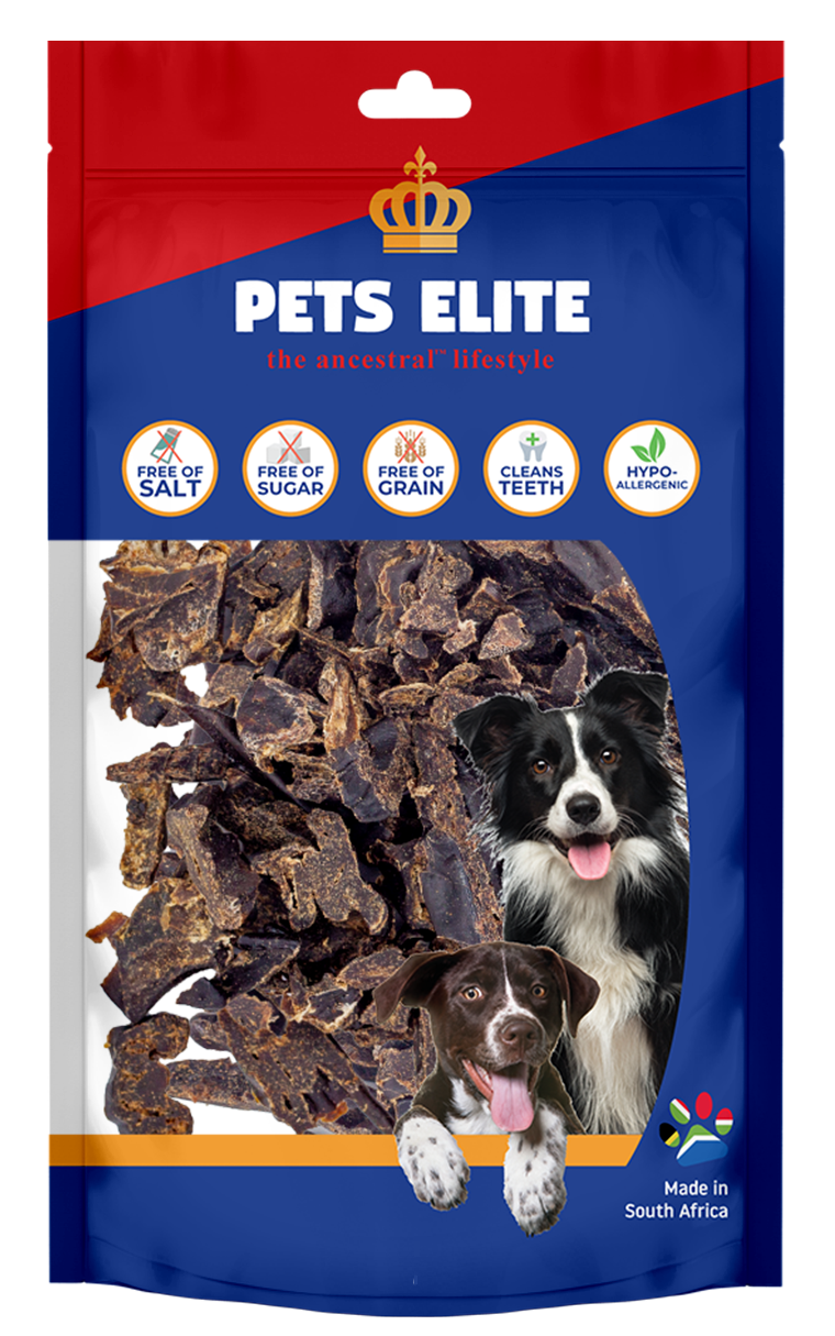 Pets Elite Liver Biltong Bite Size, front of pack (view 2 of 2) — bite size liver biltong dog treat from Snout & Swagger