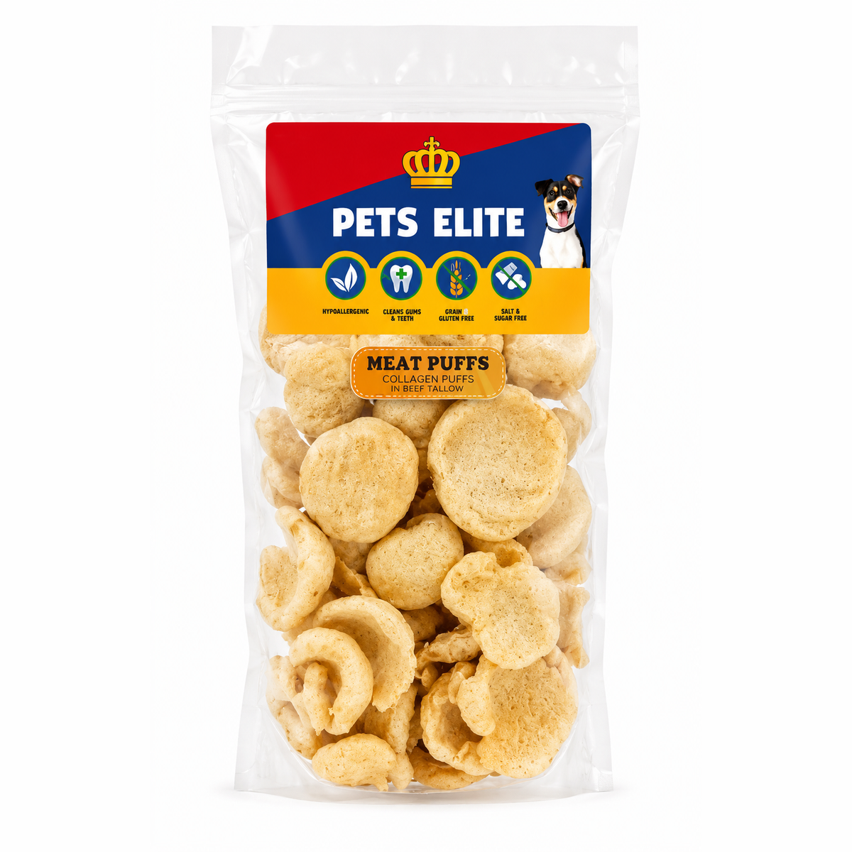 Pets Elite Meat Puffs - raw dehydrated collagen puffs with beef tallow from Snout & Swagger
