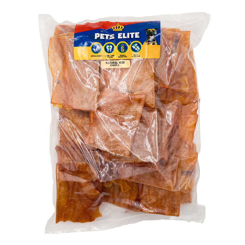 Pets Elite Natural Hide Chips, front of pack (view 3 of 3) — natural hide chip dog chew from Snout & Swagger