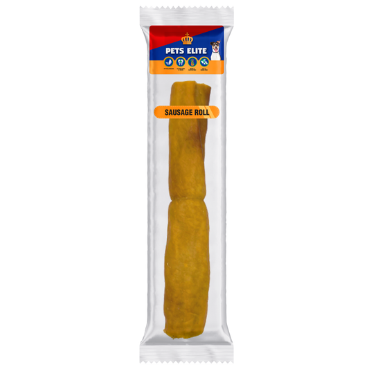 Pets Elite Natural Hide Sausage Roll, front of pack — natural hide sausage roll dog chew from Snout & Swagger