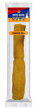 Pets Elite Natural Hide Sausage Roll, front of pack — natural hide sausage roll dog chew from Snout & Swagger