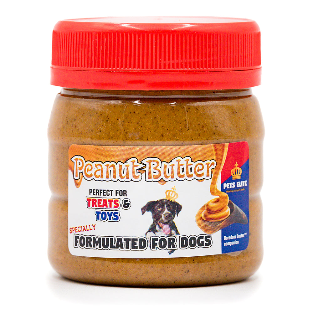 Pets Elite Peanut Butter for Dogs 250g, front of pack — xylitol-free peanut butter for dogs from Snout & Swagger