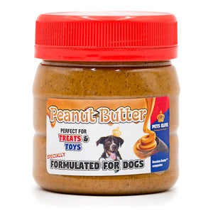 Pets Elite Peanut Butter for Dogs 250g, front of pack — xylitol-free peanut butter for dogs from Snout & Swagger