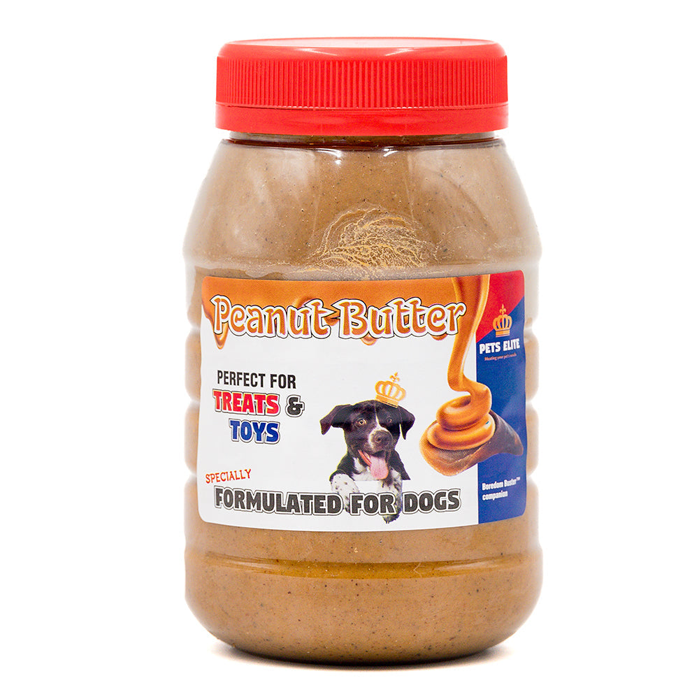 Pets Elite Peanut Butter for Dogs 800g, front of pack — xylitol-free peanut butter for dogs from Snout & Swagger