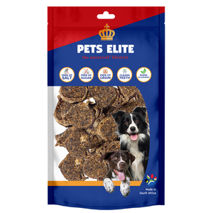 Pets Elite Peanut Butter Lolly Bite Size, front of pack — bite size peanut butter lolly dog treat from Snout & Swagger