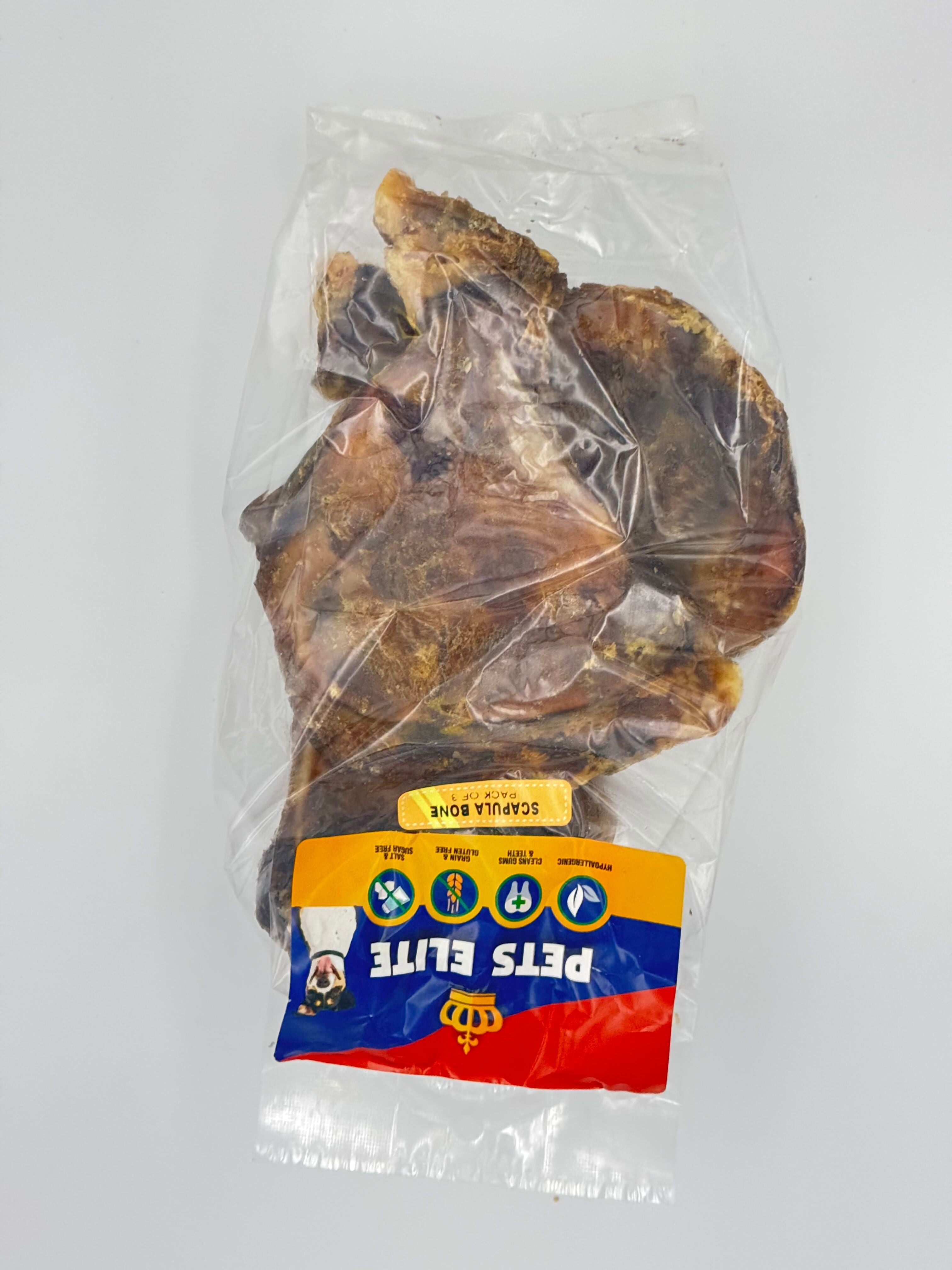 Pets Elite Scapula Bone, front of pack — natural scapula bone dog chew from Snout & Swagger