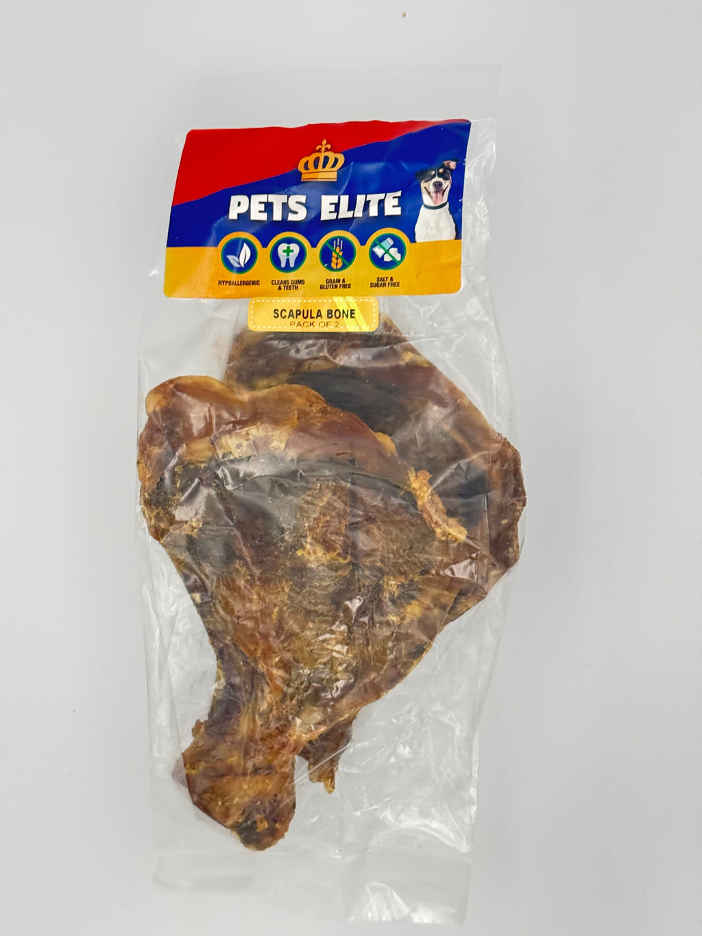 Pets Elite Scapula Bone Pack of 2, front of pack (view 1 of 2) — natural scapula bone dog chew from Snout & Swagger