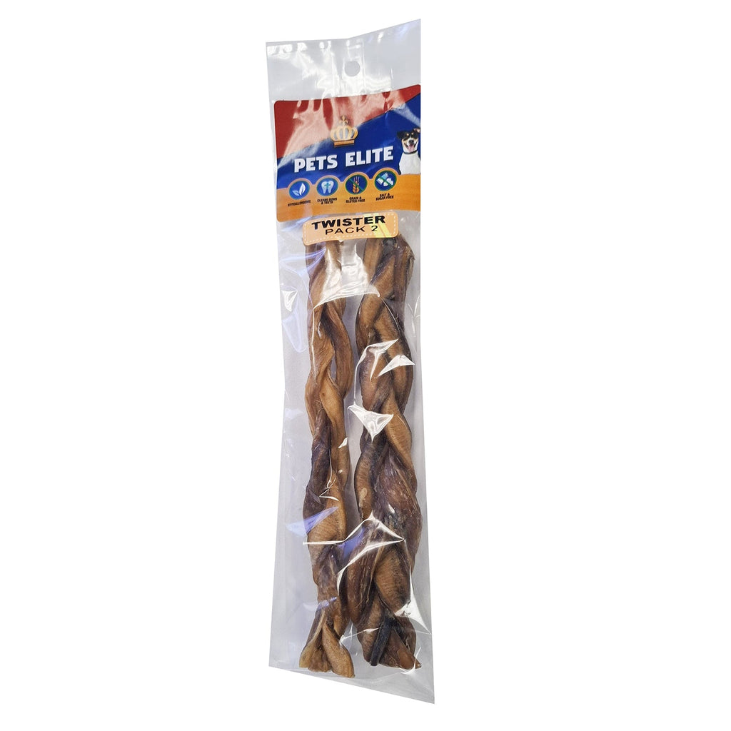 Pets Elite Twister Pack of 2, front of pack (view 1 of 2) — twisted pork twister dog chew from Snout & Swagger