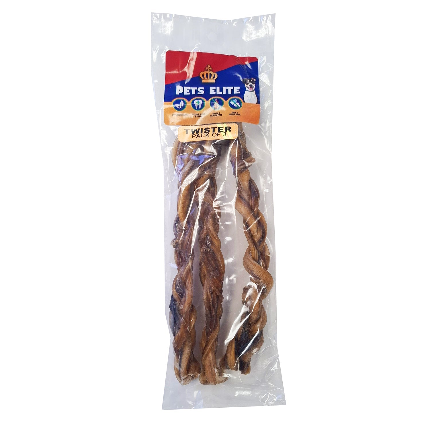 Pets Elite Twister Pack of 3, front of pack (view 2 of 2) — twisted pork twister dog chew from Snout & Swagger